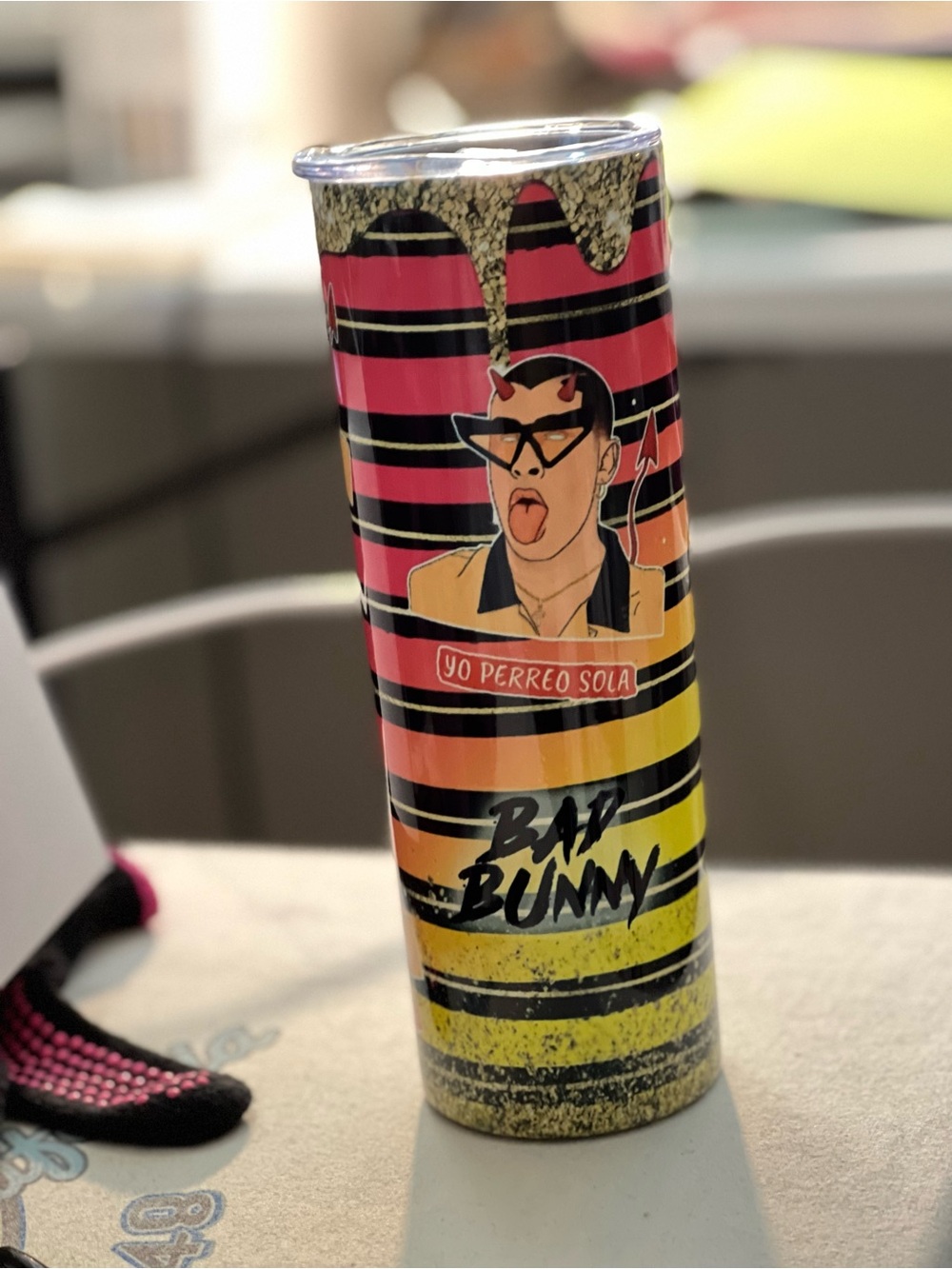 Bad Bunny Yellow Striped Tumbler & Mug Set - Picture 2 of 12